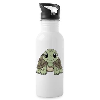Schildkröte der Sterne Cartoon - Trinkflasche mit integriertem Trinkhalm - Weiß - Rechts
