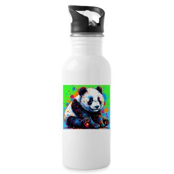 Panda - Trinkflasche mit integriertem Trinkhalm - Weiß - Rechts