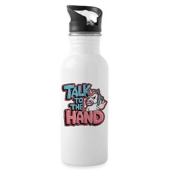 Unicorn Comic - Talk to the Hand - Water bottle with straw - white - Right