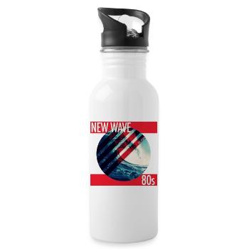 Neue Welle Neon Surf 80er - Trinkflasche mit integriertem Trinkhalm - Weiß - Rechts