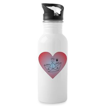 Heart Lovers Ship Anchor - Water bottle with straw - white - Right