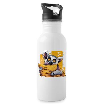 Lemur Cuddly Hero Neon Eyes - Water bottle with straw - white - Right