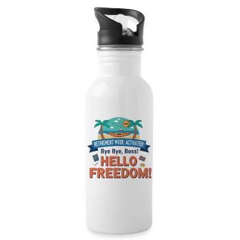 Pension: Retirement Mode Activated – Hello Freedom - Water bottle with straw - white - Right