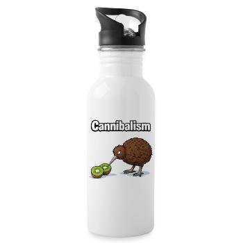 Cannibalisme – Le Kiwi à l’humour | Comique drôle - Gourde avec paille intégrée - blanc - Droite