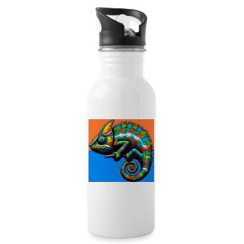 Chamäleon - Trinkflasche mit integriertem Trinkhalm - Weiß - Rechts
