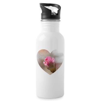 Printemps amour d’un cœur de fleur rose - Gourde avec paille intégrée - blanc - Droite