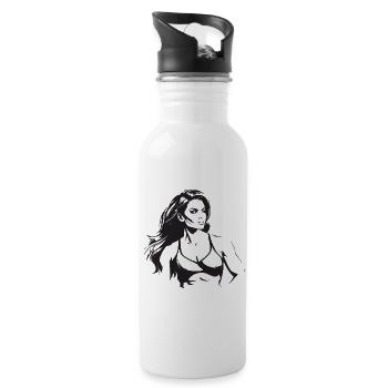Woman muscles - Water bottle with straw - white - Right