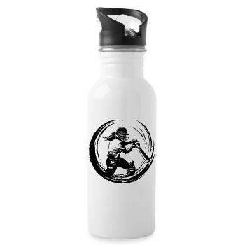 Cricket Woman Silhouette - Water bottle with straw - white - Right