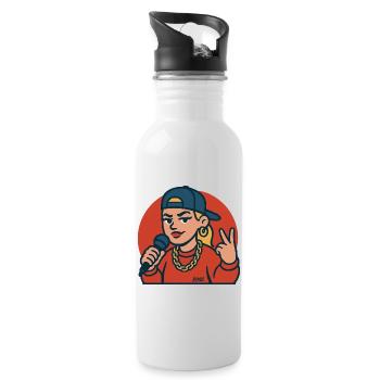 Diva du rap avec micro - Gourde avec paille intégrée - blanc - Droite