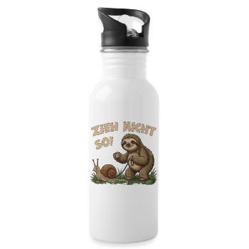 Zieh nicht so Faultier Humor Motiv - Trinkflasche mit integriertem Trinkhalm - Weiß - Rechts