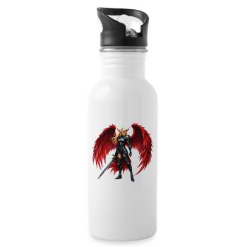Crimson Winged Warrior - Water bottle with straw - white - Right