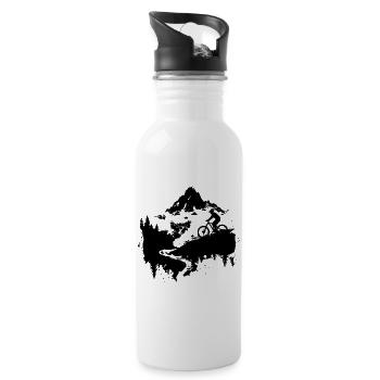 Mountain Bike Lover Sketch - Water bottle with straw - white - Right