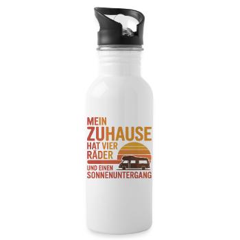  Mein Zuhause Hat Vier Räder Und Einen - Trinkflasche mit integriertem Trinkhalm - Weiß - Rechts