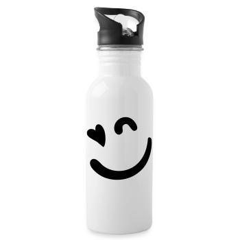 Logo Beacon – Rose néon - Gourde avec paille intégrée - blanc - Droite