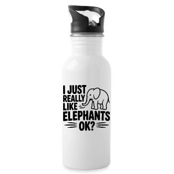 Ich mag Elefanten einfach wirklich, okay? - Trinkflasche mit integriertem Trinkhalm - Weiß - Rechts