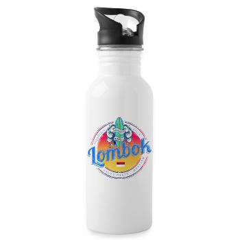 Lombok Sunset Retro Surfboard Indonesia - Gourde avec paille intégrée - blanc - Droite