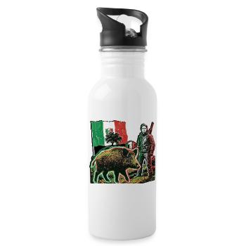 Wild Boar Huntress Italy Flag Italian - Water bottle with straw - white - Right
