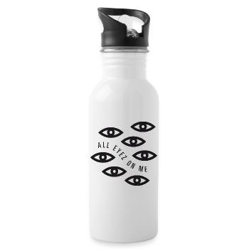 Alle Augen sind auf mich gerichtet - Trinkflasche mit integriertem Trinkhalm - Weiß - Rechts