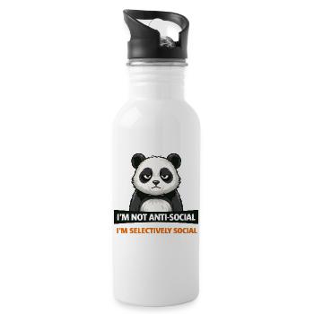 Selektive Panda-Gesellschaft - Trinkflasche mit integriertem Trinkhalm - Weiß - Rechts
