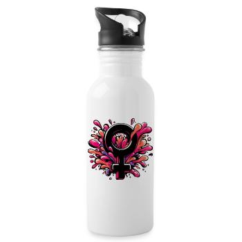 Woman symbol - Water bottle with straw - white - Right