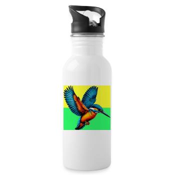 kingfisher - Water bottle with straw - white - Right