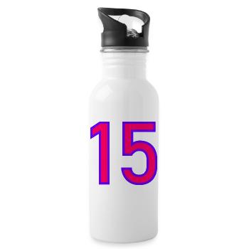 15. 15 ANS. 15e ANNIVERSAIRE. ANNIVERSAIRE 15 ANS. - Gourde avec paille intégrée - blanc - Droite