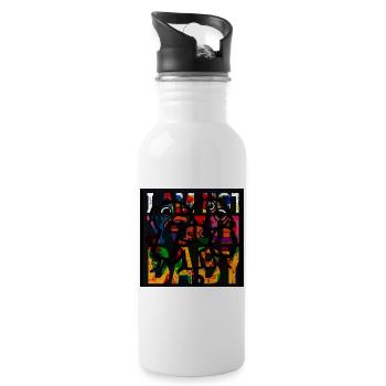 Portrait géométrique coloré - Gourde avec paille intégrée - blanc - Droite