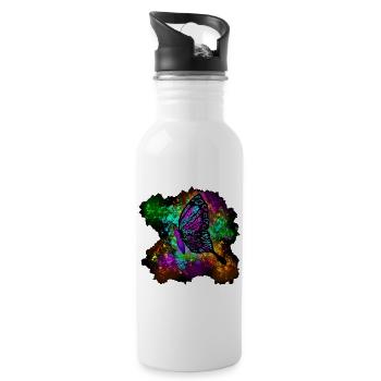 Speckled Butterfly - Water bottle with straw - white - Right
