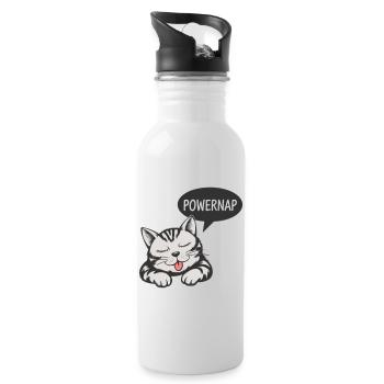 Powernap Katze - Schlafendes Motiv - Trinkflasche mit integriertem Trinkhalm - Weiß - Rechts