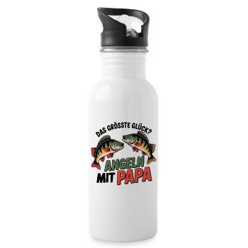 Angeln mit Papa - Trinkflasche mit integriertem Trinkhalm - Weiß - Rechts