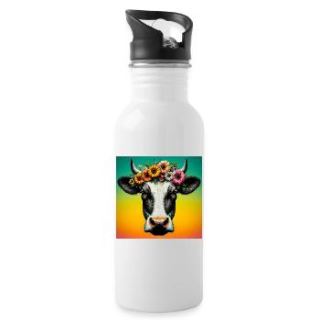cow - Water bottle with straw - white - Right