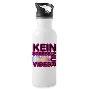Kein Stress Vibes Neon - Trinkflasche mit integriertem Trinkhalm - Weiß - Rechts