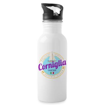 Corniglia Cinque Terre La Spezia Italy Souvenir - Water bottle with straw - white - Right