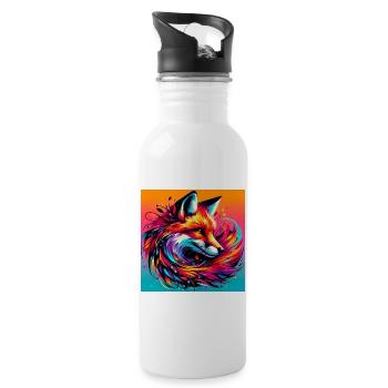 Fuchs - Trinkflasche mit integriertem Trinkhalm - Weiß - Rechts