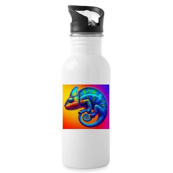 Chamäleon - Trinkflasche mit integriertem Trinkhalm - Weiß - Rechts