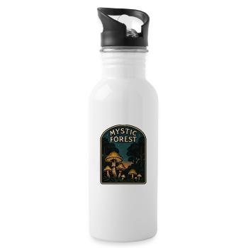 Mystic Forest Mushrooms - Trinkflasche mit integriertem Trinkhalm - Weiß - Rechts