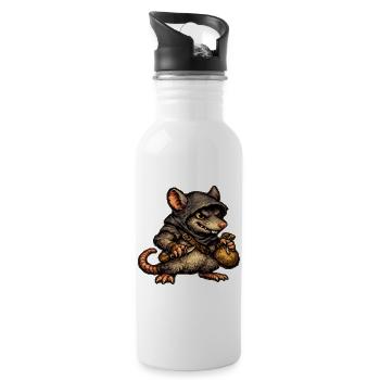 diebische Ratte - Trinkflasche mit integriertem Trinkhalm - Weiß - Rechts