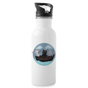 Kawaii Cats Fischerboot-Hemd - Trinkflasche mit integriertem Trinkhalm - Weiß - Rechts
