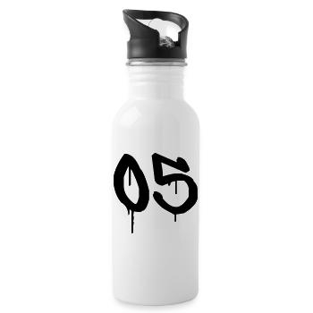 Nummer 05 Urbaner Graffiti-Stil - Trinkflasche mit integriertem Trinkhalm - Weiß - Rechts