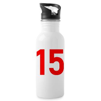 15. 15 ANS. 15e ANNIVERSAIRE. ANNIVERSAIRE 15 ANS. - Gourde avec paille intégrée - blanc - Droite
