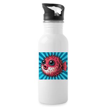 Kugelfisch - Trinkflasche mit integriertem Trinkhalm - Weiß - Rechts