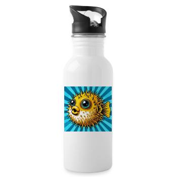 Kugelfisch - Trinkflasche mit integriertem Trinkhalm - Weiß - Rechts