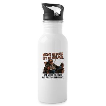 Meine Geduld im Urlaub - Trinkflasche mit integriertem Trinkhalm - Weiß - Rechts