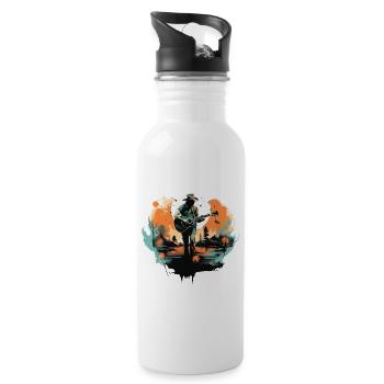guitarist, guitarist, singer, country music, vintage - Water bottle with straw - white - Right