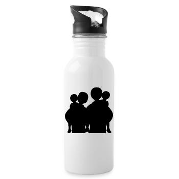 Silhouette familiale Les parents Enfants aiment ensemble - Gourde avec paille intégrée - blanc - Droite