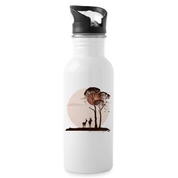 African savannah at night - Water bottle with straw - white - Right