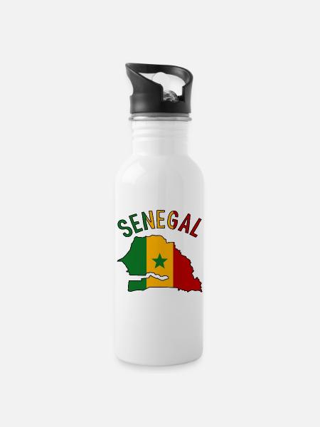 Silhouet van de Senegalse vlagkaart - Drinkfles met geïntegreerd rietje - wit