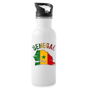 Senegal Flagge Landkarte Silhouette used - Trinkflasche mit integriertem Trinkhalm - Weiß - Rechts