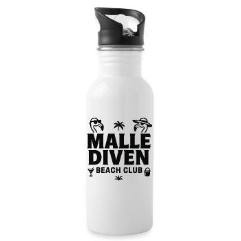 Malle Diven Beach Club Flamingo Mallorca Party - Water bottle with straw - white - Right