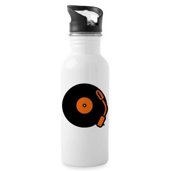 Vinyl Record Turntable Vinyl - Water bottle with straw - white - Right